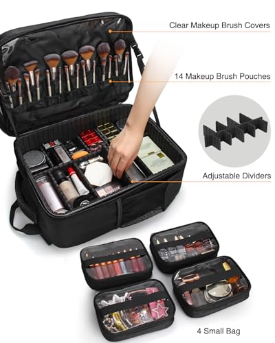 TANTO Professional Makeup Backpack with 4 Bags - Large Travel Case