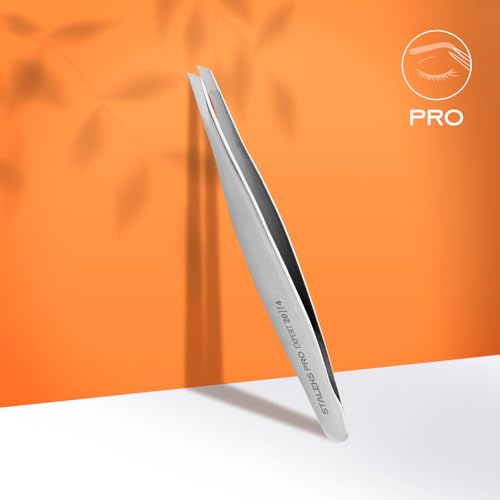 STALEKS PRO Expert 20 Type 4 Professional Eyebrow Tweezers ? Narrow Beveled Stainless Steel for Fine Brows & Soft Stroke Hair Removal