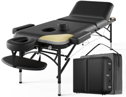 Professional 3-Fold Massage Table 1100LBS Memory Foam Black