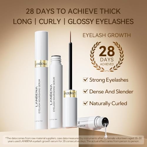 LANBENA Eyelash Growth Serum, Advanced Eyelash Treatment - Natural Formula for Fuller Lashes, Supports Lash Strength & Healthy Appearance, 4ml