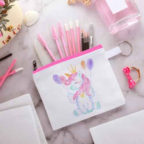 Frienda 30 Pieces Sublimation Blank Small Coin Canvas Makeup Bags Bulk Cosmetic DIY Craft Pouch with Zipper Coin Purse Pencil Pouch Travel Toiletry Organizer(Pink)