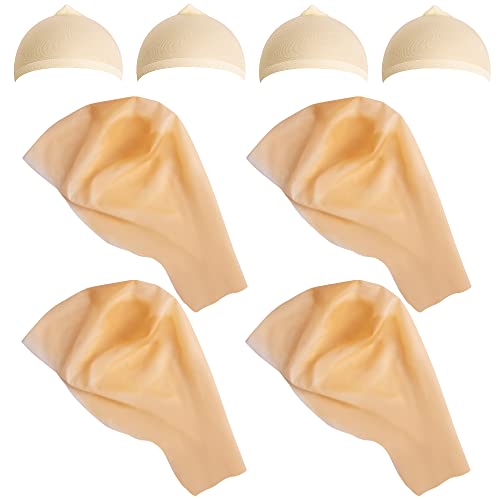 Wehhbtye 4PCS Halloween Makeup Latex Bald Caps with 4PCS Bald Head Wig Caps for Adult - Bald Cap for Men Women Costume Halloween Theme Party