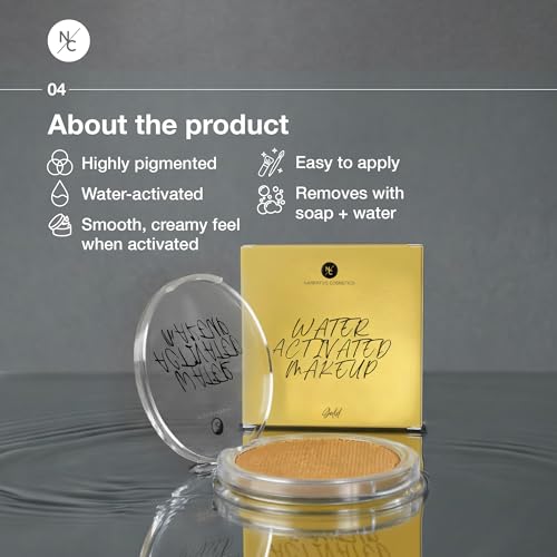 Narrative Cosmetics Water-Activated Face & Body Paint ? Highly Pigmented, Long-Lasting Face & Body Paint for SFX, Cosplay, and Artistic Makeup ? Gold, 0.70 oz (20g)