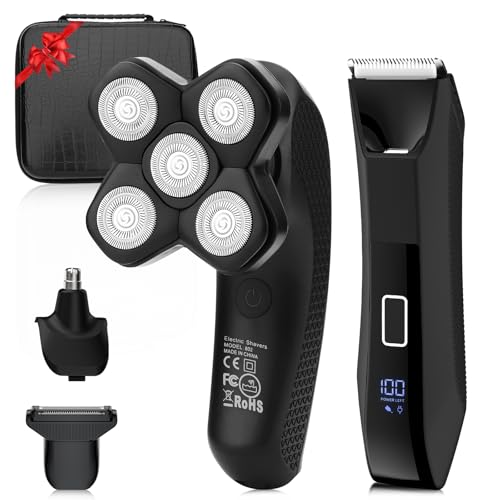 Lanumi Head Shavers for Blade Men Electric Razor 3 in 1 Manscape Groin & Body Hair Trimmer Wet Dry Grooming Kit Led Display £¬Gifts for Men