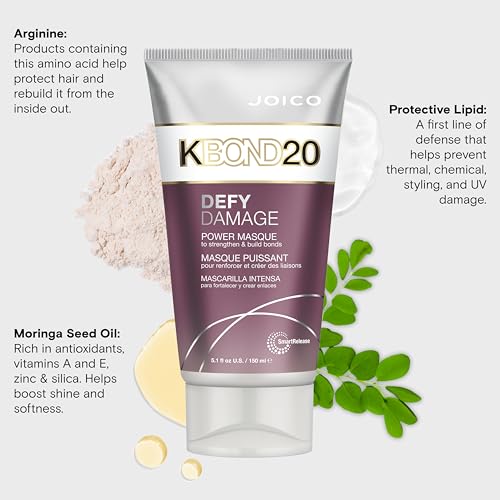 Joico Defy Damage KBOND20 Power Masque | For Stronger, Hydrated Hair | Color-Safe | Rebuild & Protect Bonds | Paraben-Free | Animal-Test Free Formula
