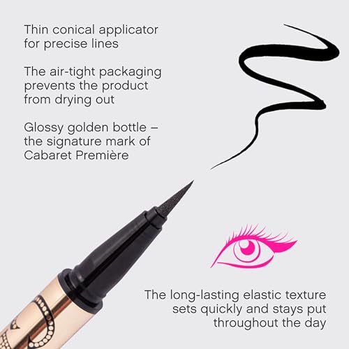 Vivienne Sab? Cabaret Premiere Eyeliner Pen ? Ultra Black Eyeliner Pencil with Felt Tip, Smudge-Proof and Longwearing, Quick-Dry Liquid Formula for Precise Eye Definition, 0.04 fl oz