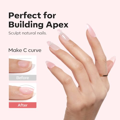 Modelones Builder Nail Gel 8-in-1 Pink Shimmer Cinnamon Glow - Long-Lasting Glitter Manicure