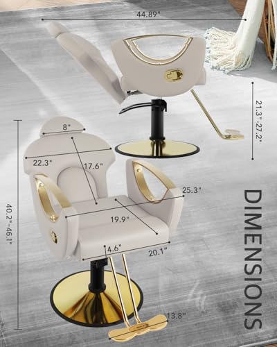 Salon Barber Chair with Heavy Duty Hydraulic Pump, Gray Gold