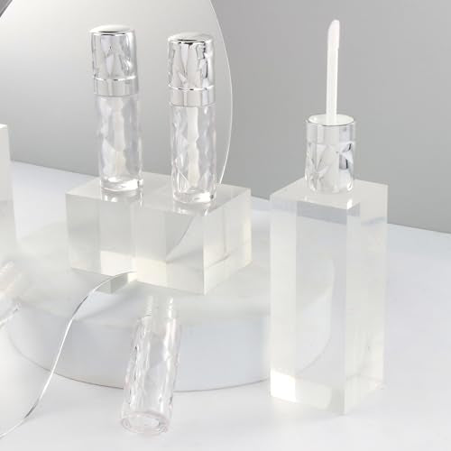 COSIDEA 16pcs Round 5ml 0.17oz silver Empty lip gloss tubes with wand prismatic Lipgloss tube containers for lip oil packing
