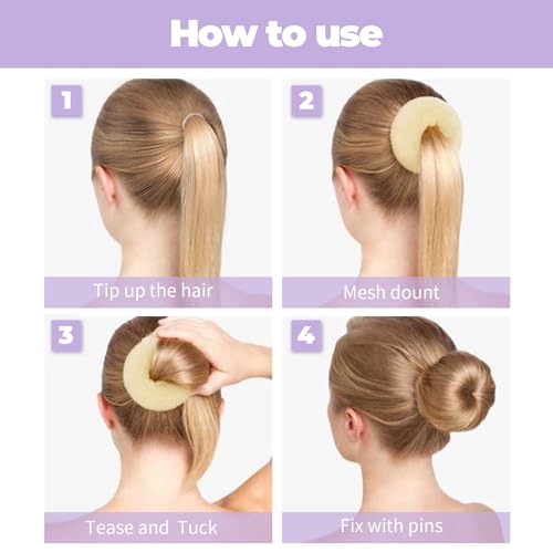 Hair Bun Maker Set - 3 Sizes Donut Shaper with 20 Bobby Pins