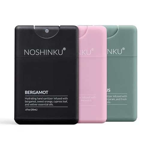 Noshinku Pocket Sprayer Discovery 3-Pack Refillable Hand Sanitizer with Bergamot, Eucalyptus & Lavender