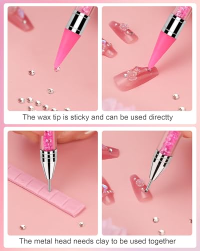 Difenni Dual-Head Rhinestone Picker Pen Set with Wax Tips & Tweezers