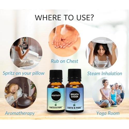 Earth N Pure Natural Essential Oil Blend- Pack of 2 | For Breath Easier & Positivity | 15ml each