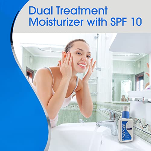 Purpose Dual Treatment Moisture Lotion with SPF 10 ? Oil-Free, Fragrance-Free Daily Moisturizer for Sensitive Skin - 4 Fluid Oz. (Pack of 4)