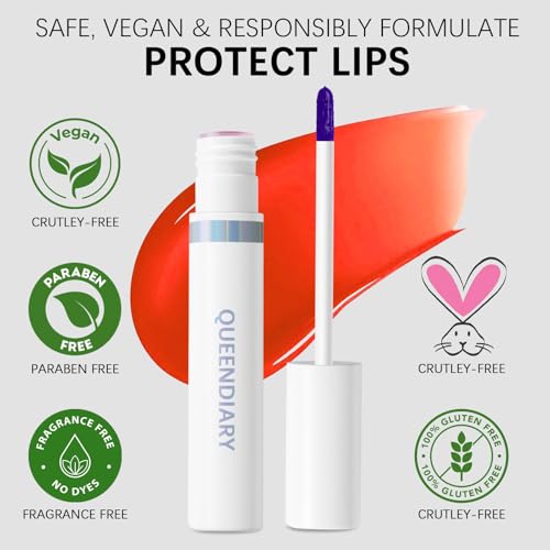 QueenDiary lip stain peel off lip gloss all day long lasting Waterproof and Transferproof lip tint - matte finish peel off lip liner (01#Unique)