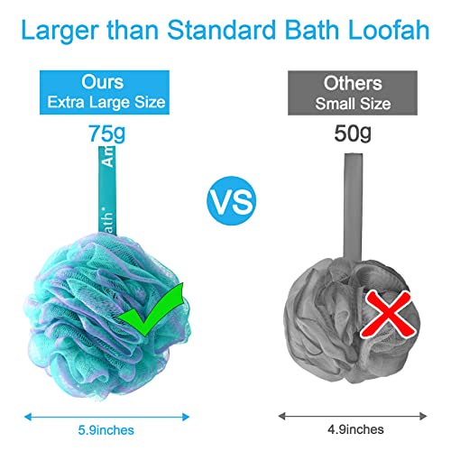 AmazerBath Loofah Sponge 75g - Set of 4 Large Exfoliating Bath Sponges