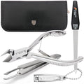 3 Swords Germany - Brand Quality Professional Toe Nail Nipper Set Stainless Steel INOX Wave Nipper, Head Cutter, Nail File Finger Clipper, Tweezers with case for ingrown Toe Nails by 3 Swords (202)