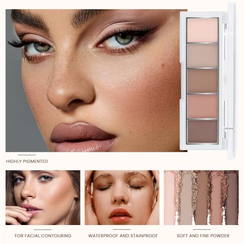 Matte Nude Eyeshadow Palette ? 5-Color Neutral Peach Brown & Taupe Eye Shadow, High Pigment Blendable Long-Lasting Soft Nude Makeup Palette for Daily Natural Looks, Mature Eyes, Blue Green Brown Eyes
