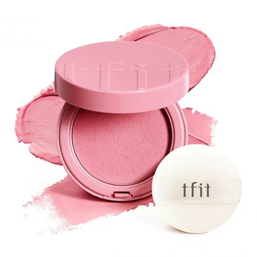 Fluffy Velvet Cushion Blush for Korean Dewy Glow | Buildable, Blendable Cream Texture | Mini Pink Blush for Cheeks | Tar Pigment Free (P02 Bloom Pink, 0.1 Oz | 4g)