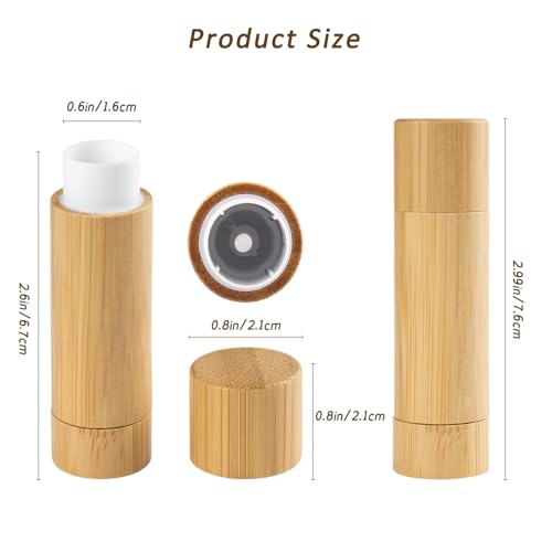 AUHOKY 12Pcs Bamboo Empty Lipstick Tubes, 5.5g Refillable DIY Lip Balm Tube Containers with Clear PP Plastic Inner, Cosmetic Lipstick Lip Gloss Deodorant Case Holder For Women Girls Makeup