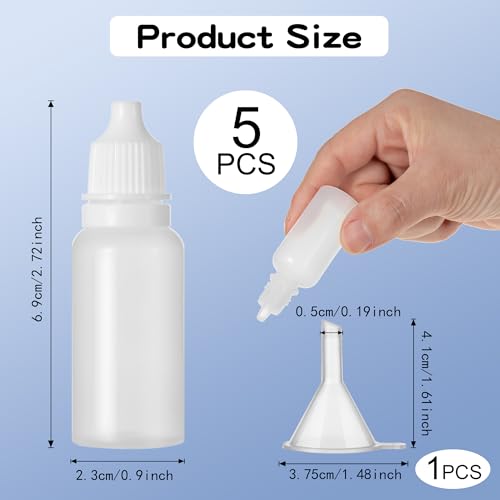15ml Refillable Plastic Dropper Bottles Set with Funnel - Leak-Proof Travel Containers for Eye & Personal Care