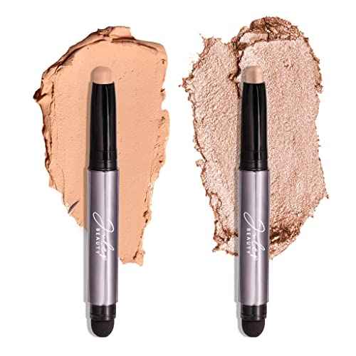 Julep Eyeshadow 101 Cr?me-to-Powder Waterproof Eyeshadow Stick Duo ? Long-Lasting, Crease-Proof, Easy Apply with Built-in Smudger - Desert & Champagne