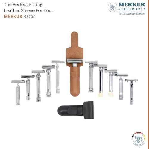 MERKUR Leather Razor Case - Brown Cowhide, Fits All MERKUR Razors Except 24001, Up to 110 mm