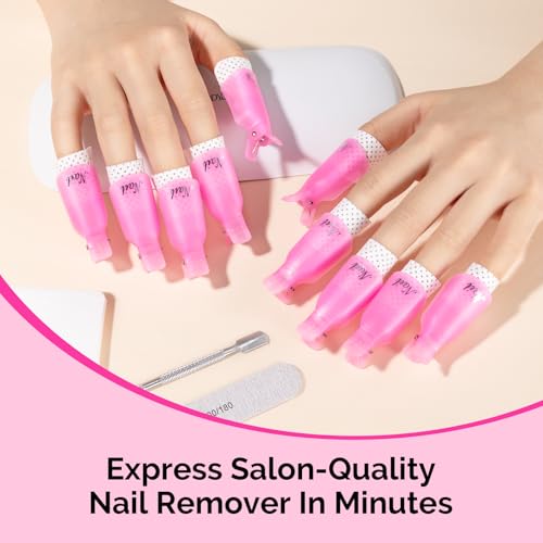 MelodySusie Gel Nail Polish Remover Clips Kit with Cuticle Pusher - 21 Pcs