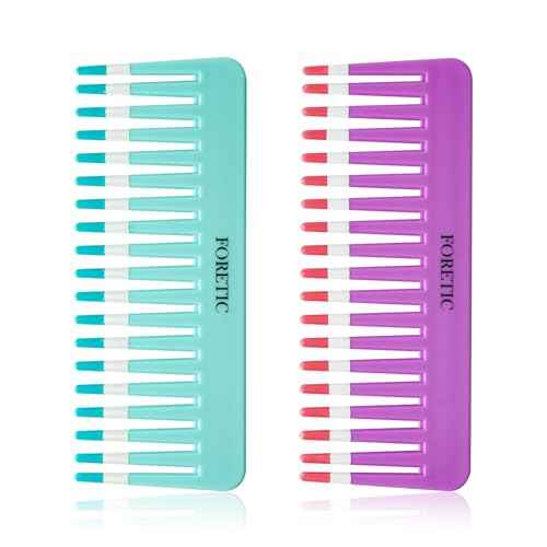 2-Pack Wide-Tooth Anti-Static Comb Set-6.1inch Handle-Free Design, Suitable for Curly, Wet & Dry Hair, Portable Travel Detangling Comb (Purple+Blue)