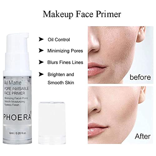 Hilareco PHOERA CC+ Cream Kit 0.18oz (6 Pack) Nude Color Correcting Foundation & Makeup Brush Set
