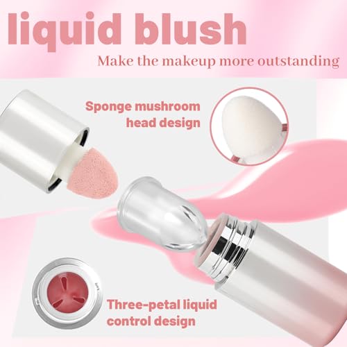 Blush Liquid Makeup Cream Stick, Blendable Cheek Weightless Watercolor Sheer Finish, Soft Peach Face Tint for Mature Skin, Easy Application Beauty Essential (H1 White Sand)