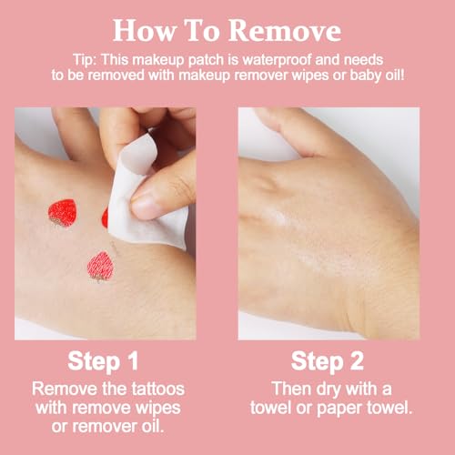 Boko Strawberry Speckles Temporary Tattoos, 6-Pack Waterproof Face Makeup