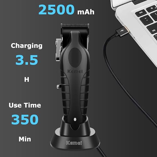 KEMEI 2296 Black Professional Hair Clippers for Men Cordless Cordless Hair Cutting Kit