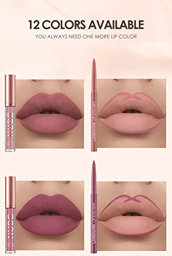 URQT 12-Piece Lip Liner & Lipstick Set – Matte Liquid, Long-Lasting