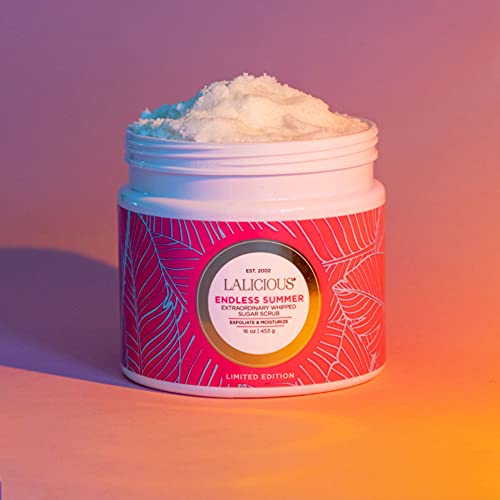LALICIOUS Endless Sumner Sugar Scrub, Exfoliating Body Scrub, Moisturizing Extraordinary Whipped Body Exfoliator, Gentle Exfoliating Body Scrubber Exfoliator for Radiant Skin, No Parabens - 16oz