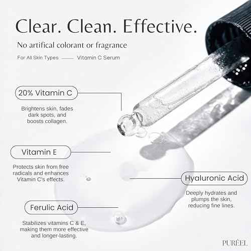 Pur?el 20% Vitamin C Serum for Face ? Brightening Serum with Vitamin E & Ferulic Acid ? Anti-Aging, Dark Spot Remover, Even Skin Tone, Wrinkle Reduction & Radiant Glow ? 1 fl oz