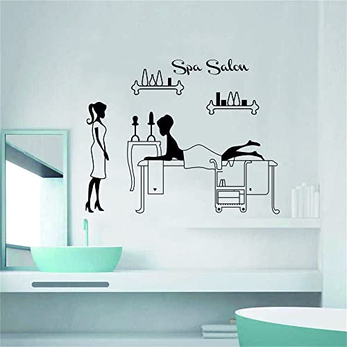 ANFRJJI Spa Salon and Massage Wall Decal - Relax and Rest Sticker - Removable PVC Wall Decor for Massage Shop - spa Bathroom Decor Effect 38"x32"inch (Black-JWH325-Decor Therapy)