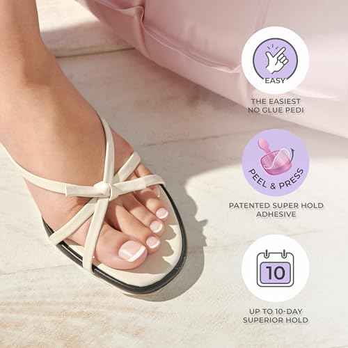 KISS imPRESS No Glue Mani Press On Nails, Toenails, 'Sweet as Honey', Medium Pink, Short Size, Squoval Shape, Includes 24 Nails, Prep Pad, Instructions Sheet, 1 Manicure Stick, 1 Mini File