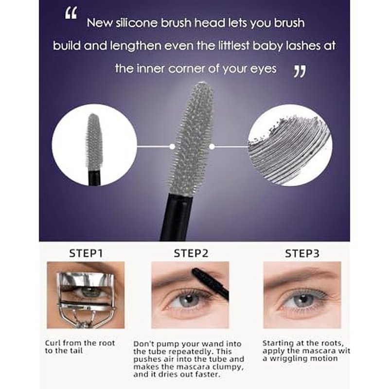 5D Grey Mascara for Eyelashes-1Pcs Longlasting Waterproof Smudge-Proof Colored Cold Gray Mascara Volume and Length, Volumizing Defining Eye Lashes, Women¡¯s Day Eye Makeup Gift for Older Women 60 plus