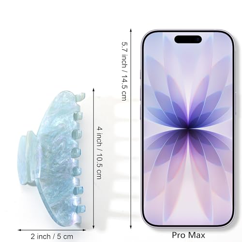 Mixcbe Glitter Acrylic Hair Claw Clip for Women - Large 4 Inch No-Slip Hair Accessories for Thin & Thick Hair, Durable French Banana Clip with Gift (Blue)