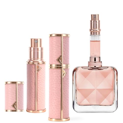 FOVAVA Pink 5ml Leather Travel Perfume Atomizer - Leak-Proof Refillable Mini Bottle