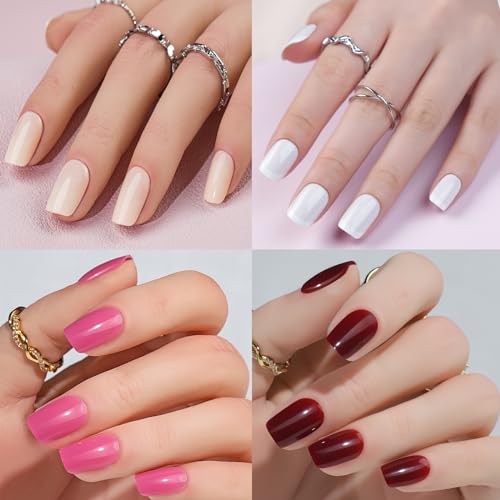 10 Packs (240 Pcs) Nail Tips Soft Gel Acrylic Nail Set Jofay Fashion Nude Pink Flower French Tip Press on Nails, Short Square Fake Nails Glue On Nails with Design Full Cover Nail Kit Salon Manicure