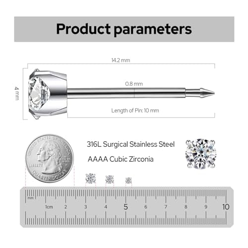 Disposable Ear Piercing Gun Kit with 4mm CZ Studs