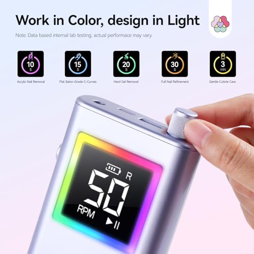 SAVILAND Advanced 50000 RPM Nail Drill Professional: Aluminium Alloy 10S Fast Removal Electric Nail File Portable Nail Filer Electric Nail Drill Bits Pro Acrylic Nail Manicure Nail Tools