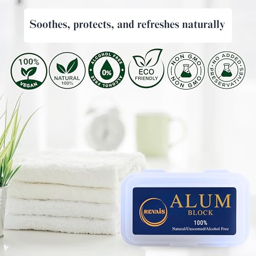 Natural Alum Block 100g ? 100% Pure Fitkari Stone Deodorant & Aftershave for Men, Soothes Razor Burn & Shaving Cuts, Astringent, Non-Staining, Unscented, Alcohol-Free, Gentle on Skin