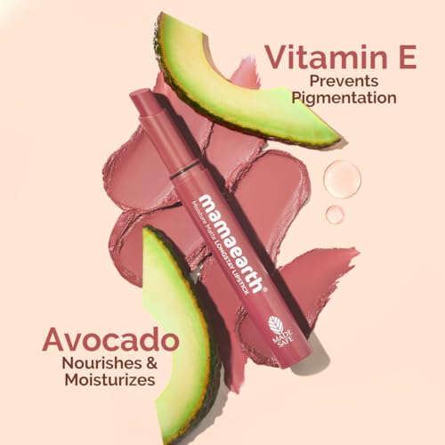 Mamaearth Moisture Matte Lipstick (01 - Carnation Nude) | Infused with Vitamin E | 12-Hour Long Stay & 8-Hour Moisture Lock | Cruelty-Free & Smudge-Proof | 0.07 Oz/2g