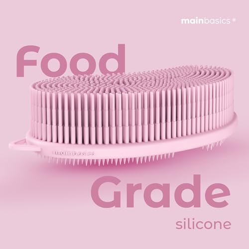 MainBasics Dual-Sided Silicone Body Scrubber - Exfoliating Loofah Brush