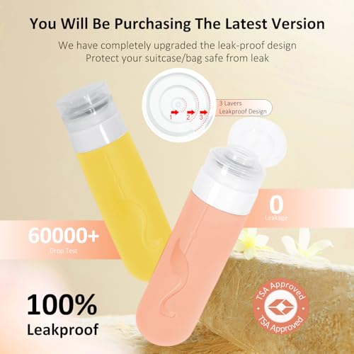 Vipop 3 oz Travel Bottles, Leak Proof TSA Approved Silicone Containers