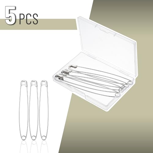 Mr. Pen- Safety Pins, 5 Inch, 5 Pack, Silver, Safety Pin, Safety Pins for Clothes, Extra Large Safety Pins Heavy Duty, Giant Safety Pin, Large Safety Pin, Oversized Safety Pins