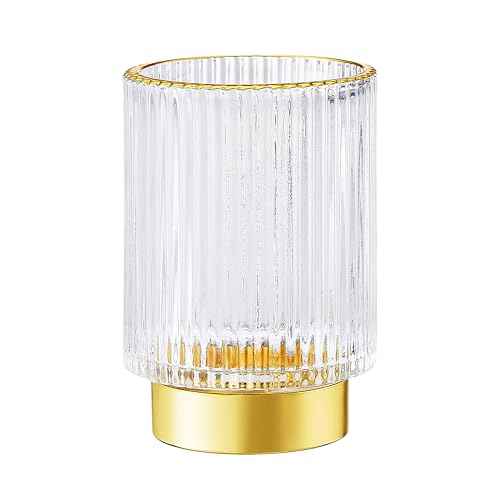 Makeup Brush Holder Organizer,Toothbrush Holders,Desk Pen Pencil Holder,Multifunctional Vintage Glass Brush Cup£¨L/White/A3-9-US£©